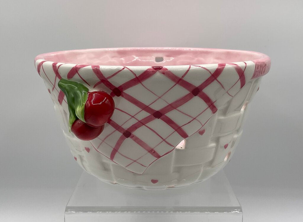 Vintage Bella Casa by Ganz Ceramic Cherry & Hearts Basket Strainer