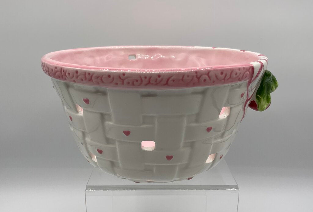 Vintage Bella Casa by Ganz Ceramic Cherry & Hearts Basket Strainer