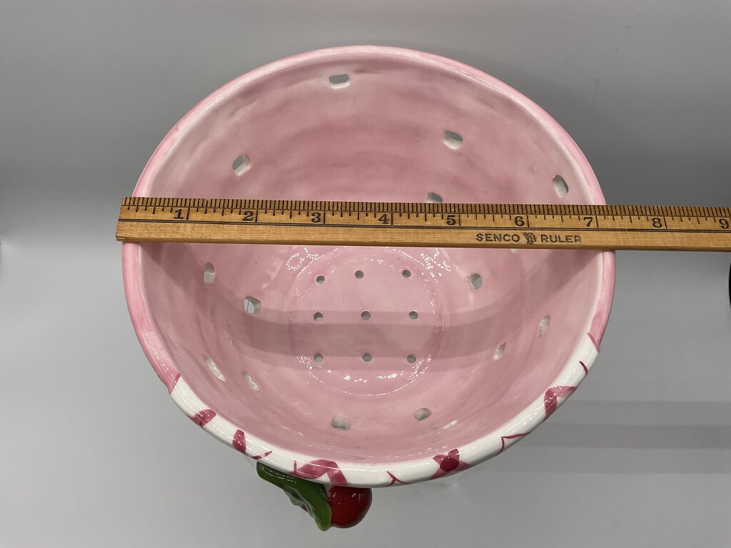 Vintage Bella Casa by Ganz Ceramic Cherry & Hearts Basket Strainer