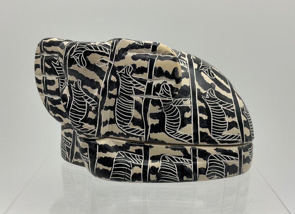 Vintage Genuine Besmo Hand Carved Soapstone Elephant Trinket Box Kenya /s