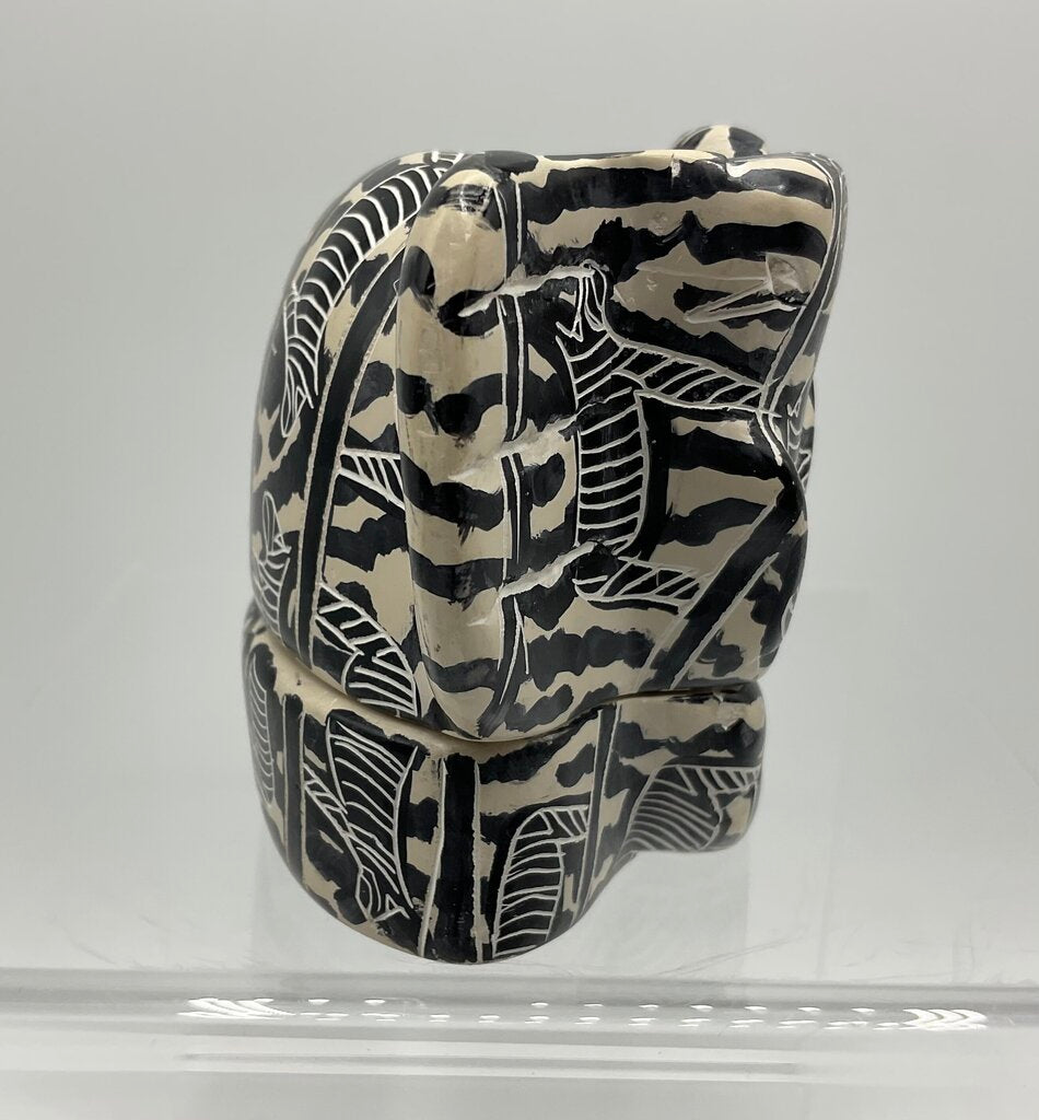 Vintage Genuine Besmo Hand Carved Soapstone Elephant Trinket Box Kenya /s