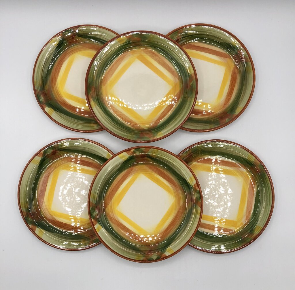 6 Vtg Vernonware Homespun 6” Bread Plates /b