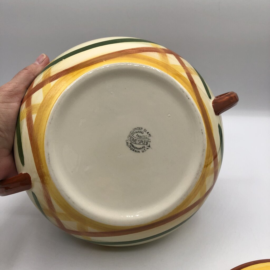 Vernon Kilns Vernonware Homespun Covered Casserole /b