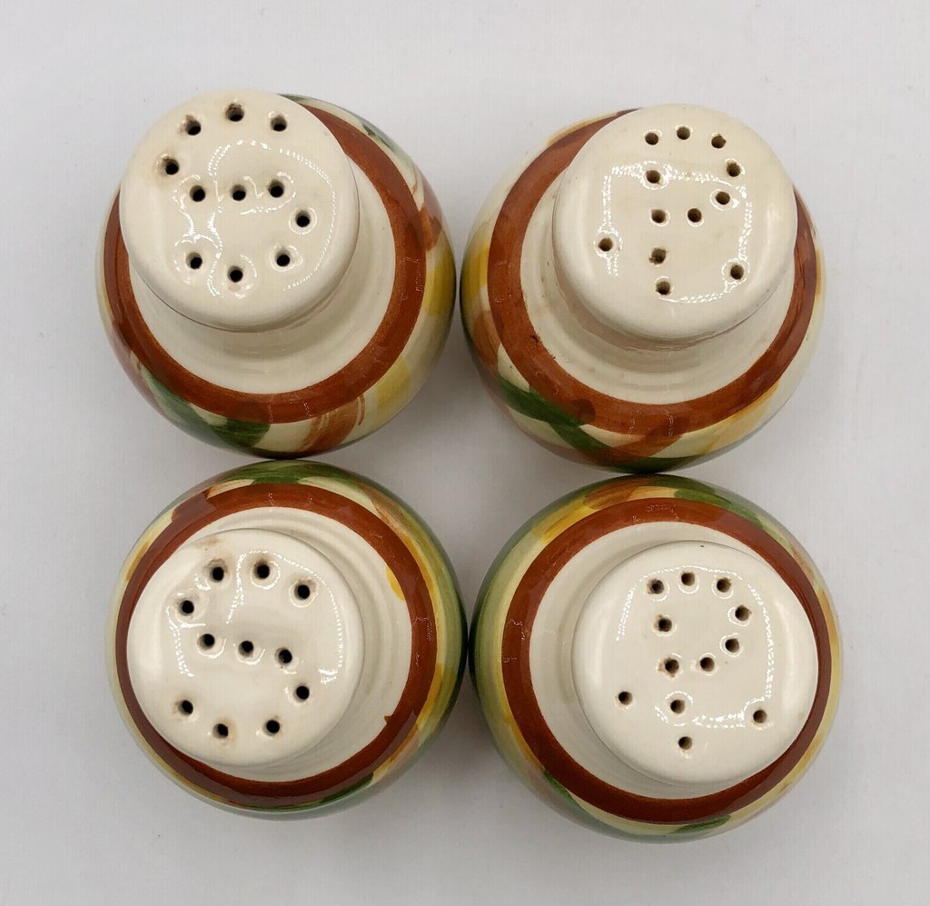 2 Sets Vernon Kilns Vernonware Homespun Salt & Pepper Shakers /b