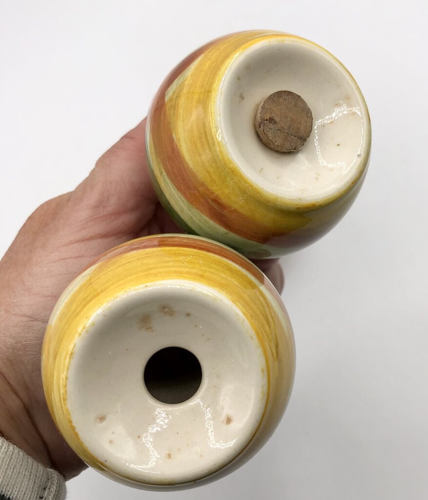 2 Sets Vernon Kilns Vernonware Homespun Salt & Pepper Shakers /b