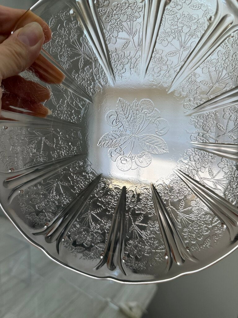 3 Jeanette Pink Depression Glass Cherry Blossom Dinner Plate 9” /roh