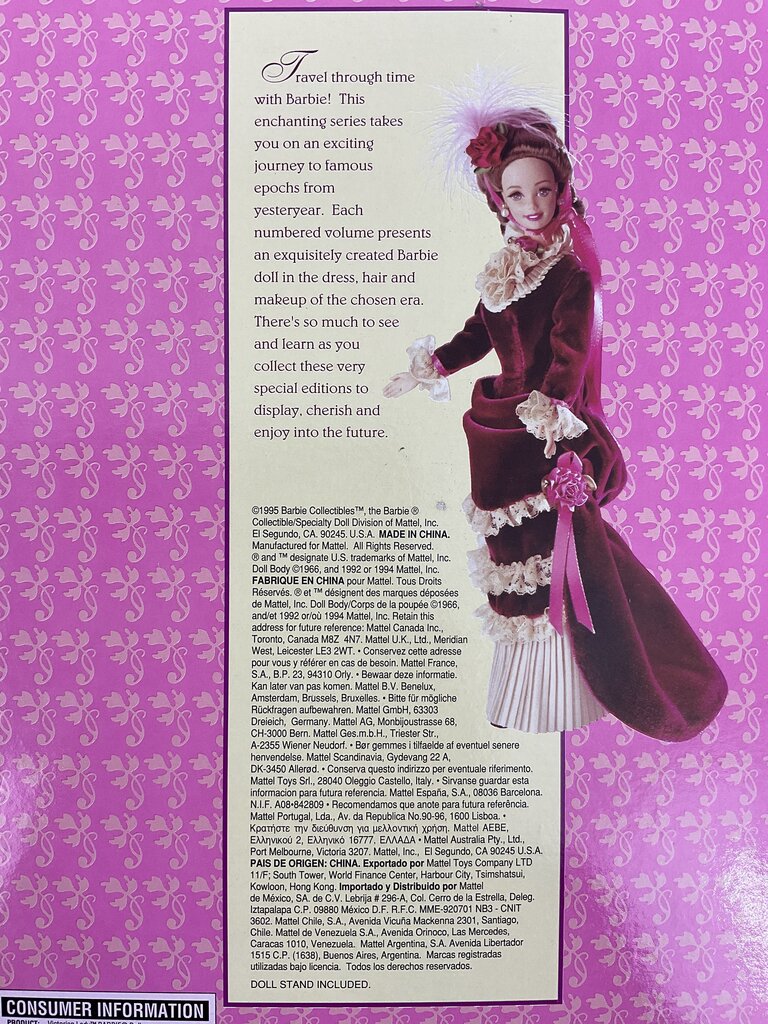 Vintage Mattel Great Eras Collection “Victorian Lady” Barbie Doll In Box 1995 /sb