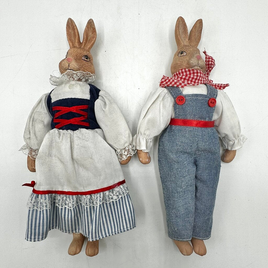 1994 Baxter & Smythe LTD Country Barnyard -BETSY & BILLY BUNNY10” Dolls Porcelain & Cloth /cb