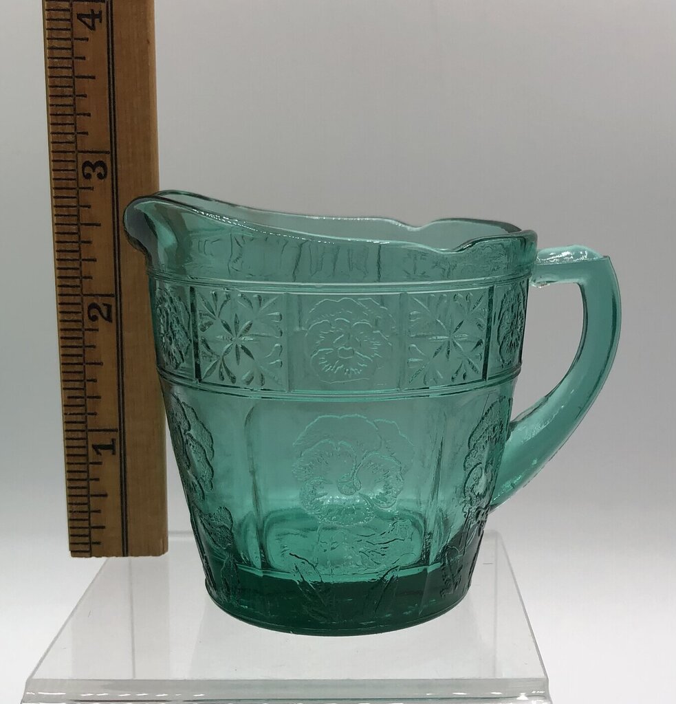 6pc Vtg Child’s Jeanette/ Pretty Polly Doric & Pansy Ultramarine Glass Dishes /b