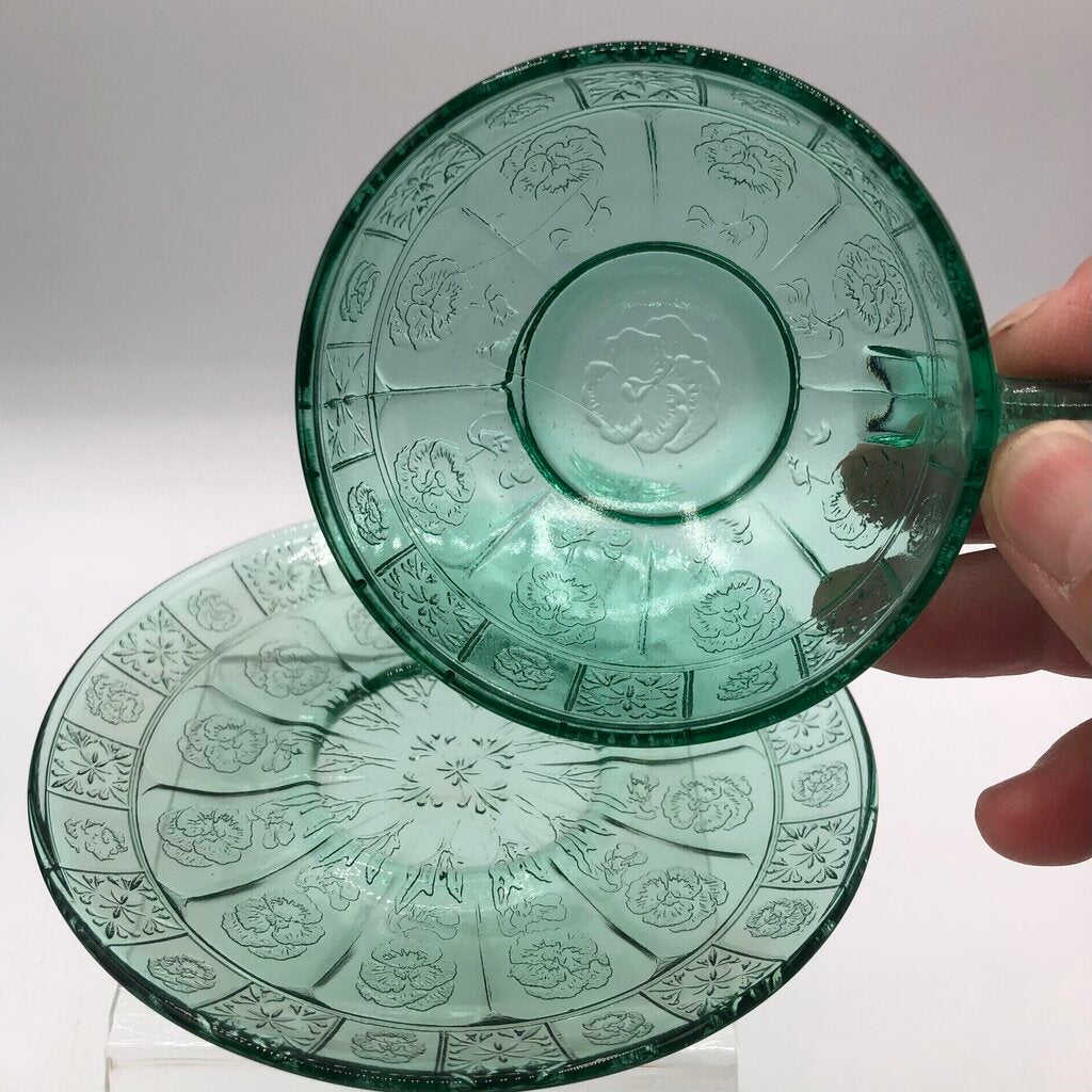 6pc Vtg Child’s Jeanette/ Pretty Polly Doric & Pansy Ultramarine Glass Dishes /b