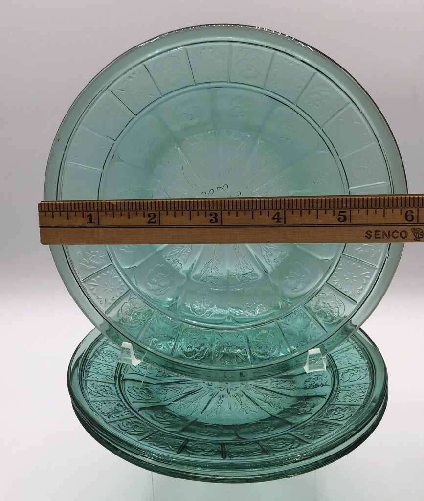 6pc Vtg Child’s Jeanette/ Pretty Polly Doric & Pansy Ultramarine Glass Dishes /b