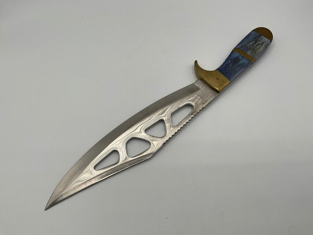 Frost Cutlery Trail Blazer Bowie Knife 15” Overall Length 10” Blade w/ Leather Sheath & Box 14-185BLWG /s