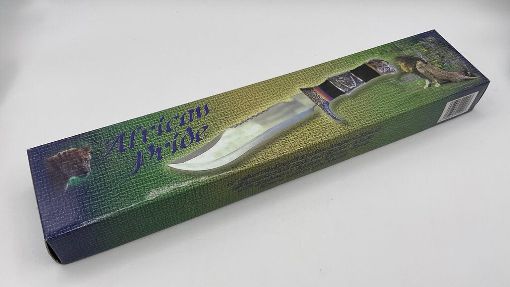 African Pride Custom Designed Bowie Knife 15” Overall w/ Nylon Sheath & Box HK369-150 /s
