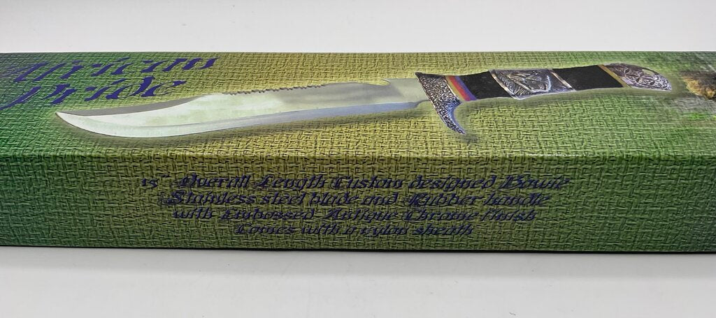 African Pride Custom Designed Bowie Knife 15” Overall w/ Nylon Sheath & Box HK369-150 /s