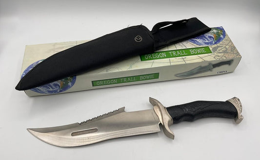 Oregon Trail Bowie Knife 15” Overall Length Custom Designed w/ Nylon Sheath & Box 15-743B /s