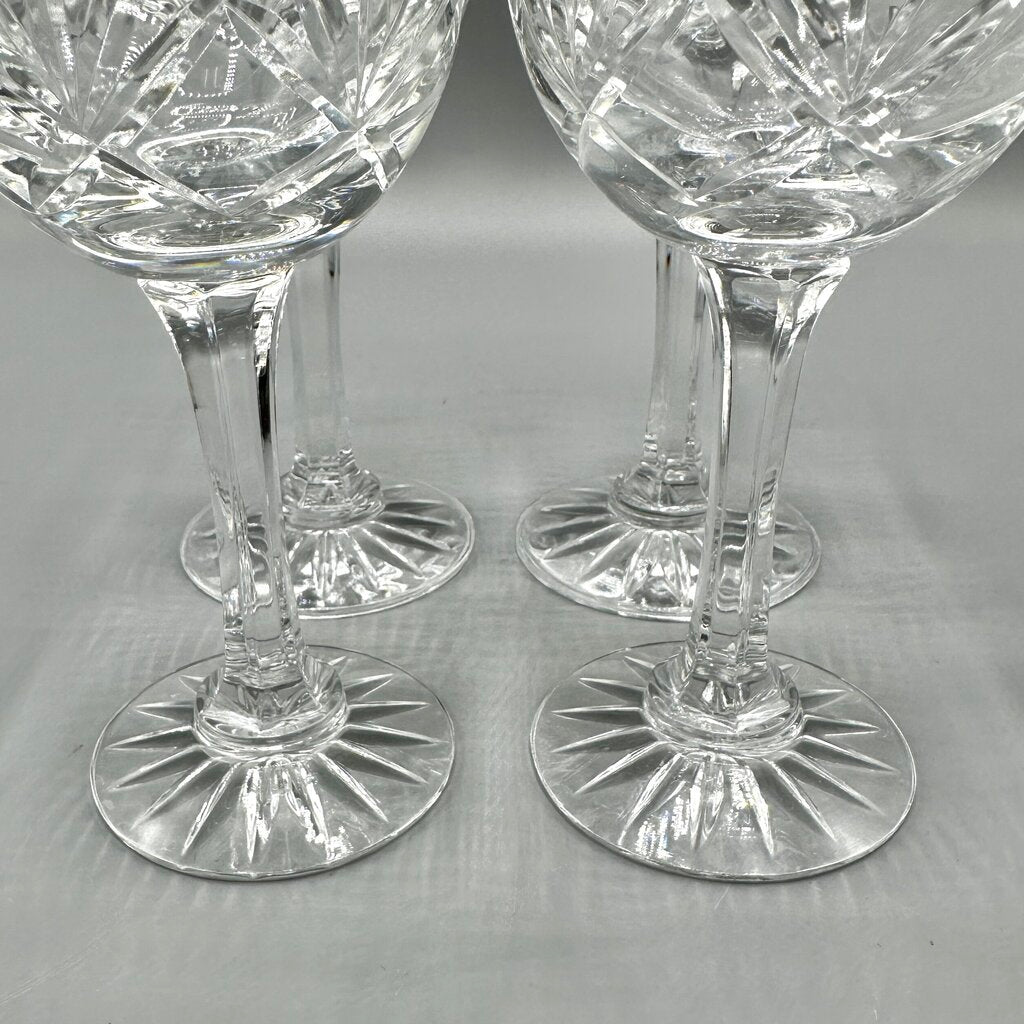 Set of 4 Vintage Bohemia Crystal Crystalex 6 3/4” Fan Cut Crystal Wine Glasses BOC58 /cb