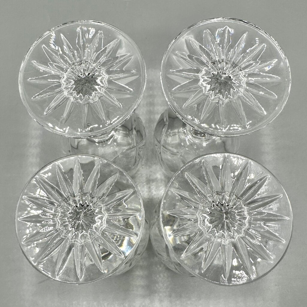 Set of 4 Vintage Bohemia Crystal Crystalex 6 3/4” Fan Cut Crystal Wine Glasses BOC58 /cb