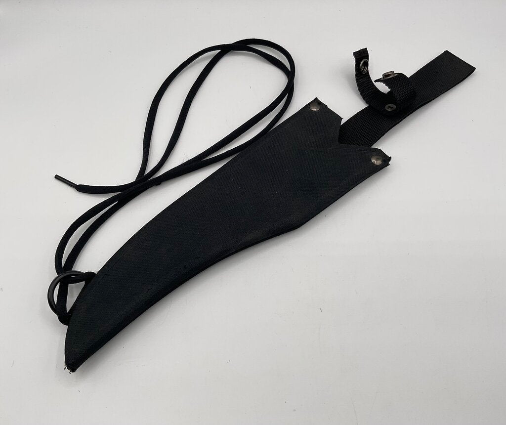 Unbranded Stainless Steel Knife - 16” Overall, 8 1/2” Blade, Multicolor Wood Handle w/Black Nylon Sheath /s
