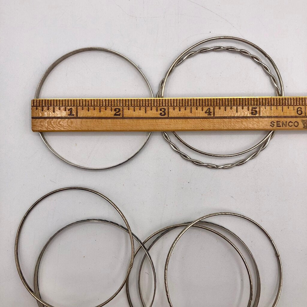 Vintage Bundle of 8 Bohemian Bangle Bracelets Silver Tone /b