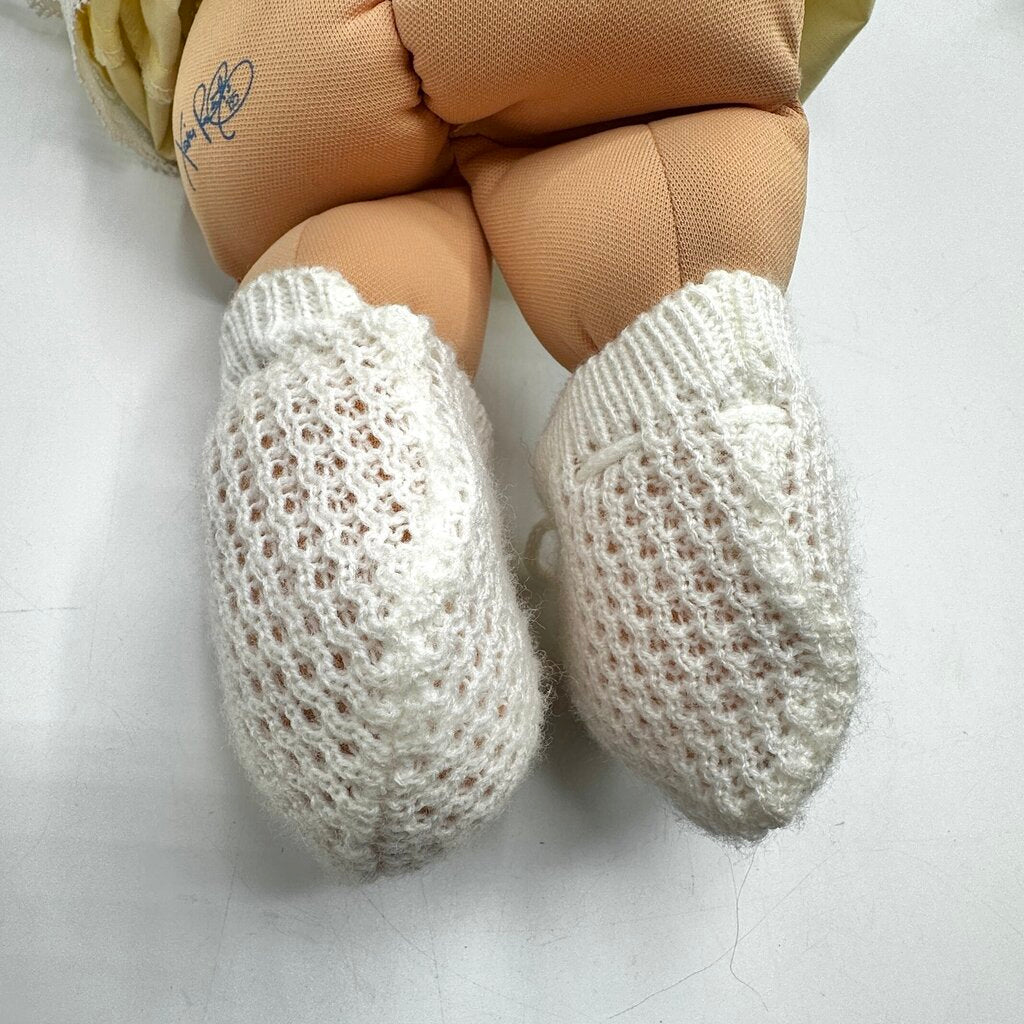 1985 Cabbage Patch Preemie Baby Doll 14” Blond Hair Brown Eyes Original Outfit /cb