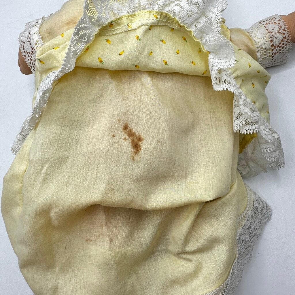 1985 Cabbage Patch Preemie Baby Doll 14” Blond Hair Brown Eyes Original Outfit /cb