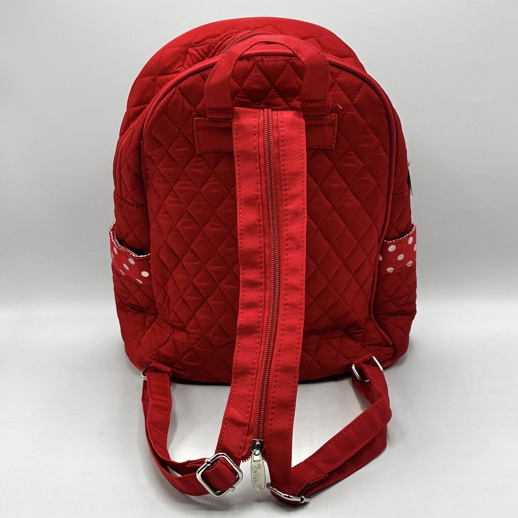 Belvah Quilted Red & White Backpack w/Bow EUC /cb