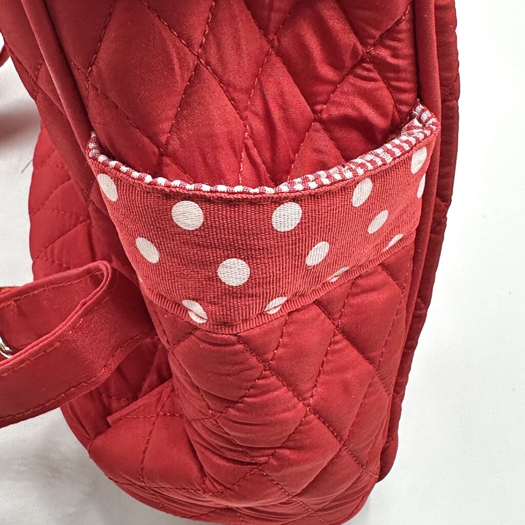 Belvah Quilted Red & White Backpack w/Bow EUC /cb