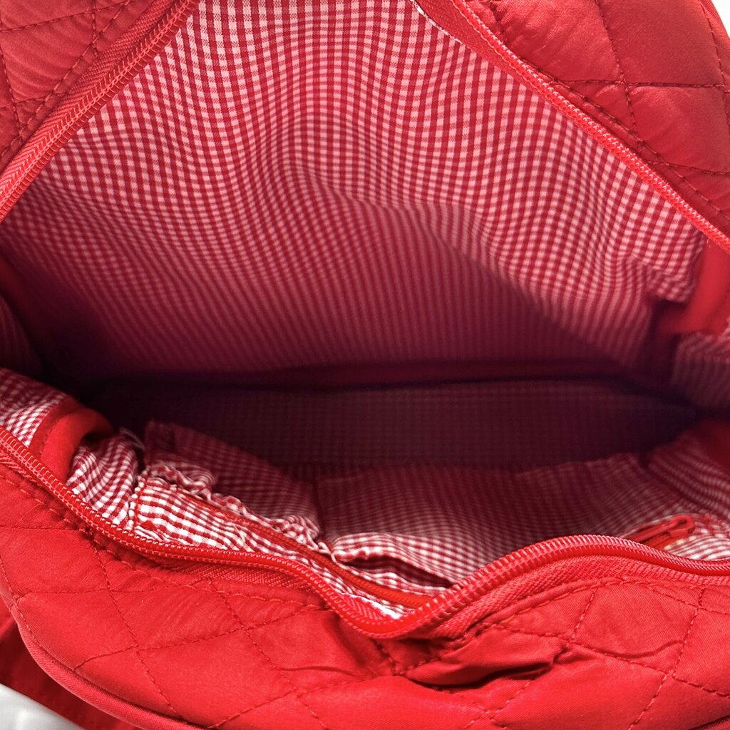 Belvah Quilted Red & White Backpack w/Bow EUC /cb