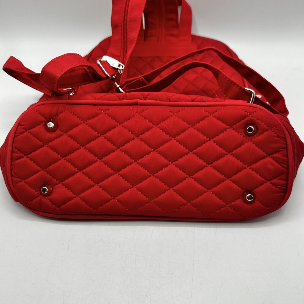 Belvah Quilted Red & White Backpack w/Bow EUC /cb