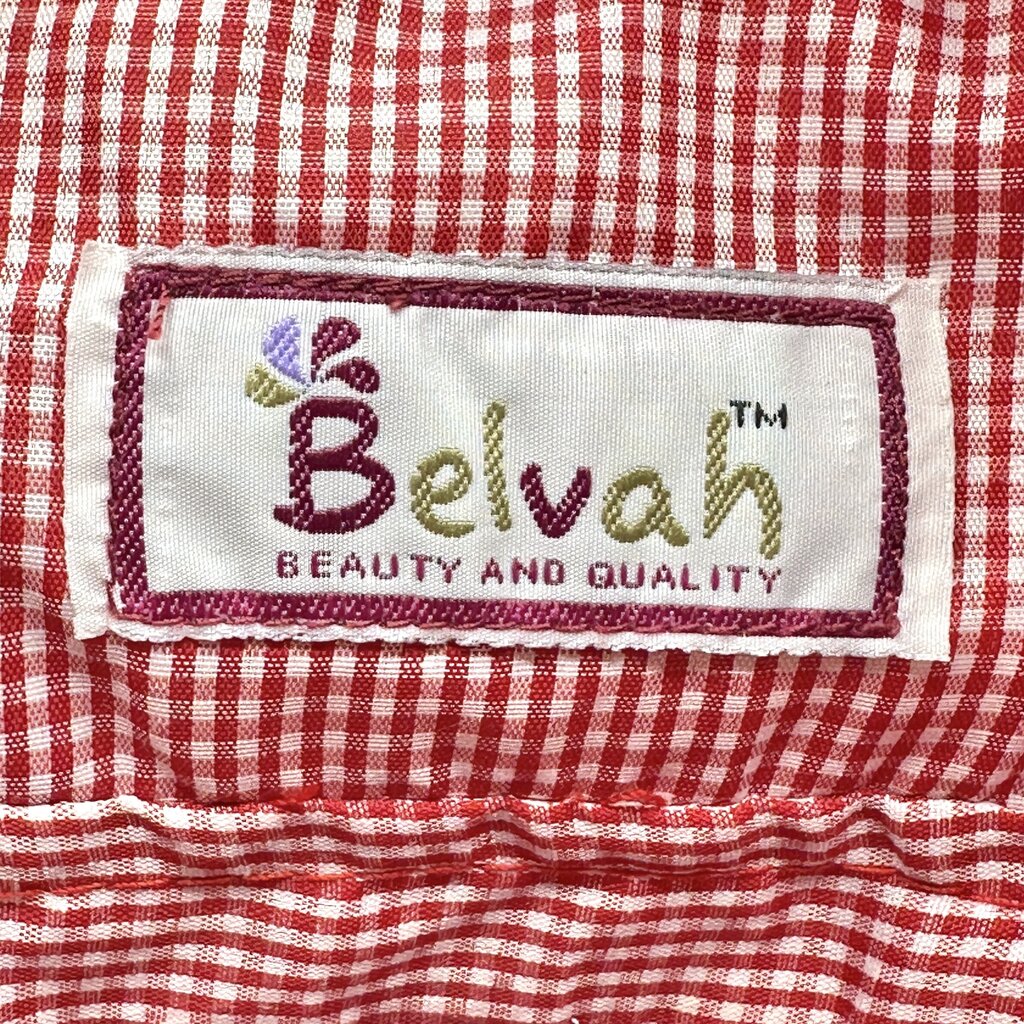 Belvah Quilted Red & White Backpack w/Bow EUC /cb