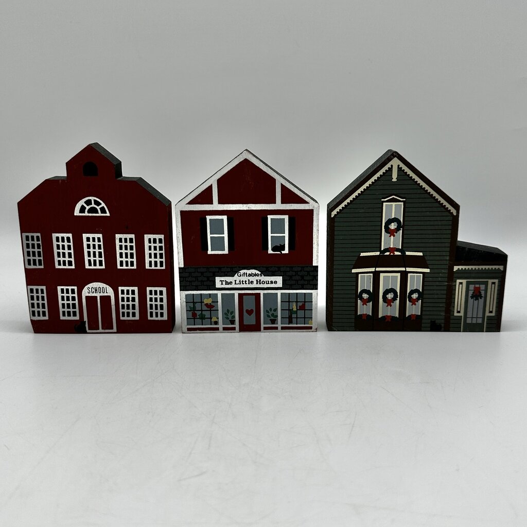 9 Pcs Lot The Cat’s Meow Vintage Shelf Sitter Houses 1980s-90s Michigan Faline Jones /cb