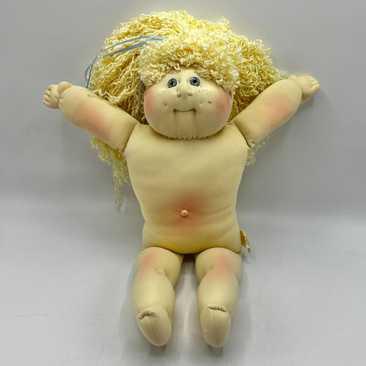 Vintage 1990 Cabbage Patch Soft Sculpture Doll Blue Eyes Blonde Hair No Papers/Clothes /cb