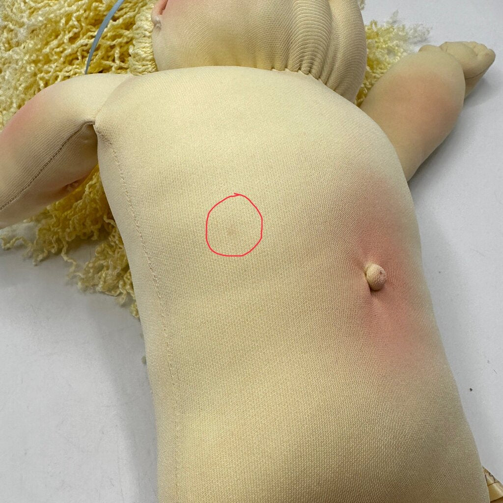 Vintage 1990 Cabbage Patch Soft Sculpture Doll Blue Eyes Blonde Hair No Papers/Clothes /cb