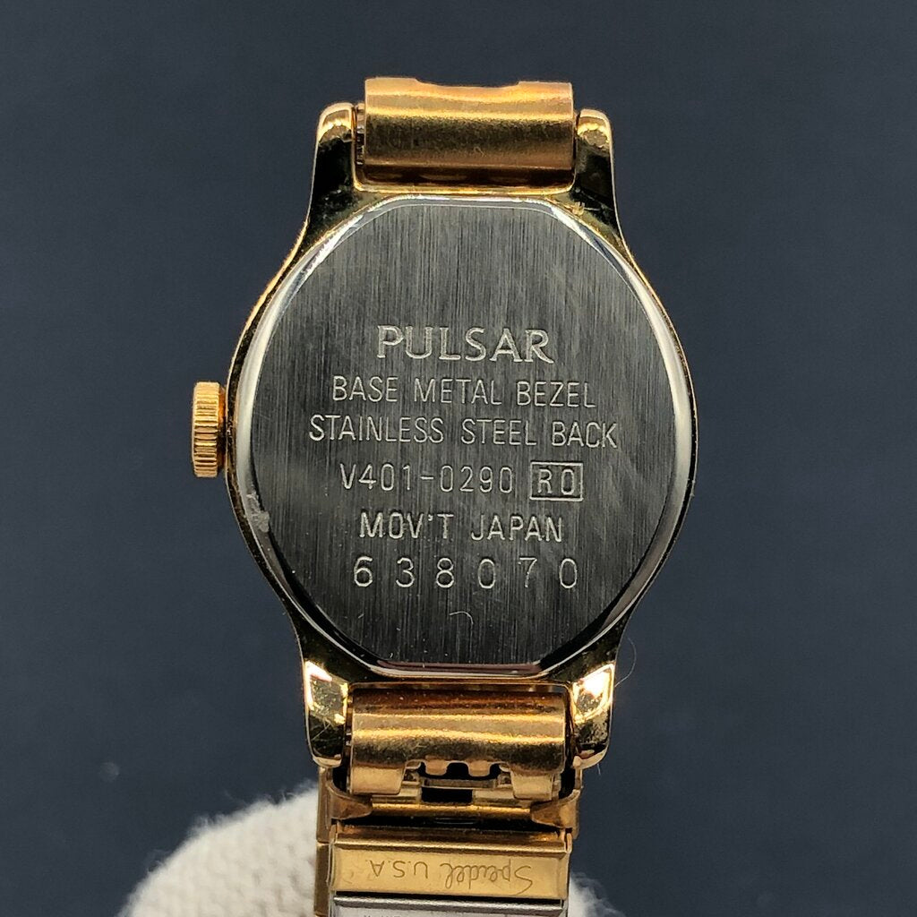 Vtg Ladies Pulsar Analog Quartz Watch w/ Original Box & Manual /b