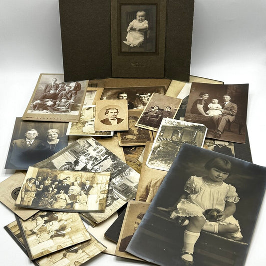 Lot of 36 Antique Photographs Victorian-Era-1920s - Ephemera, Collage, Art, Junk Journal /cb