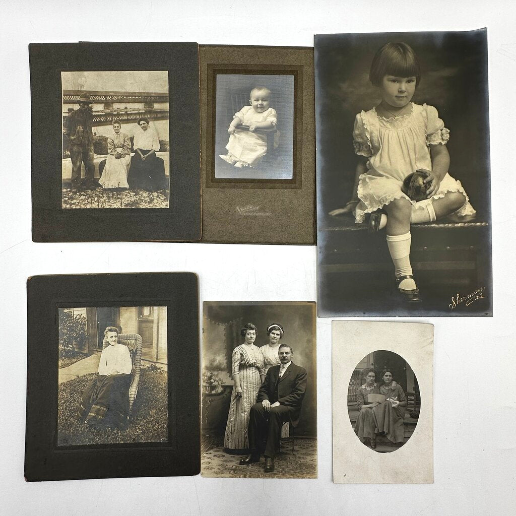 Lot of 36 Antique Photographs Victorian-Era-1920s - Ephemera, Collage, Art, Junk Journal /cb