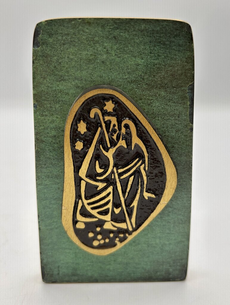 Dayagi Israel Green Burnished Enamel Brass Book Ends /j