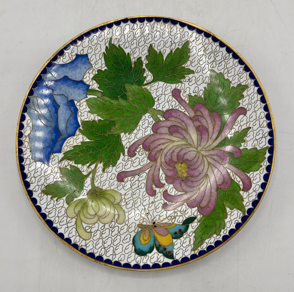 Vtg. Chinese Cloisonné Dish/Plate 6.25 Inches /j