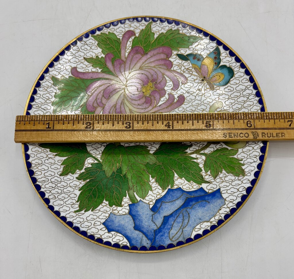 Vtg. Chinese Cloisonné Dish/Plate 6.25 Inches /j