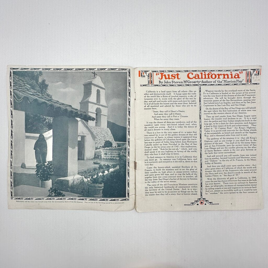 Antique 1920s Santa Fe Railroad-California Picture Book-Illustrated Travel Brochure /cb