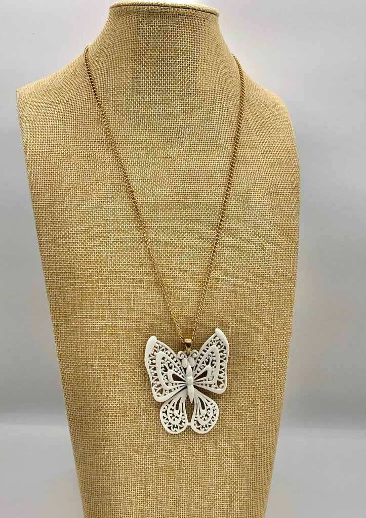 Vintage 1960’s Luca Razza Articulated Butterfly Pendant Necklace /b