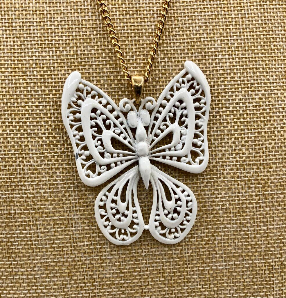 Vintage 1960’s Luca Razza Articulated Butterfly Pendant Necklace /b