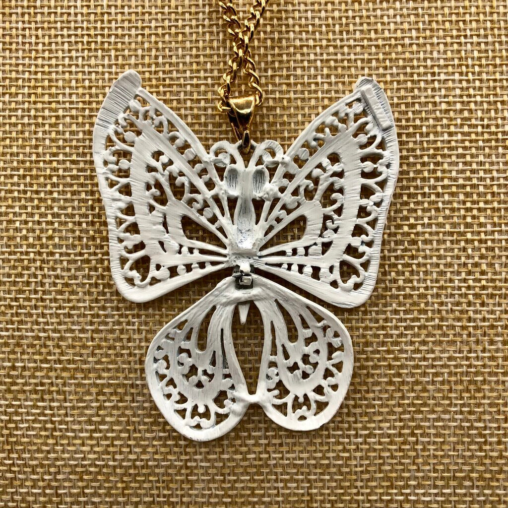 Vintage 1960’s Luca Razza Articulated Butterfly Pendant Necklace /b