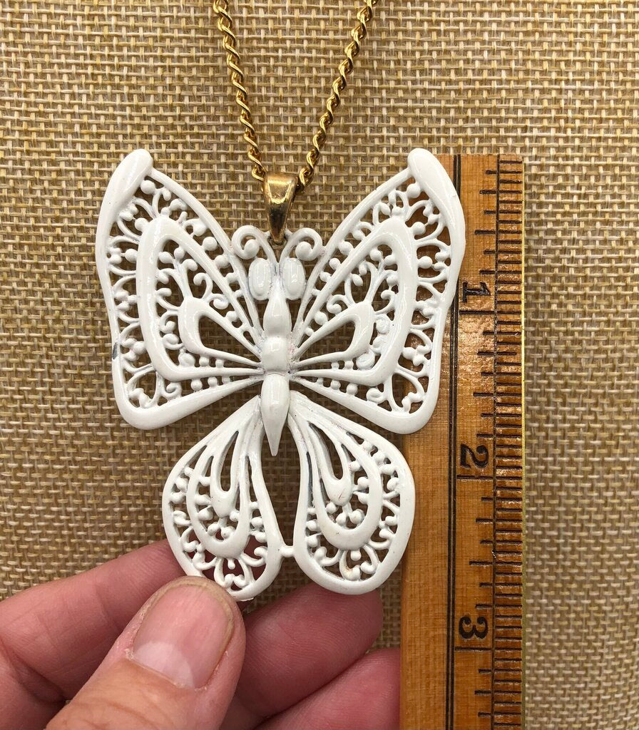 Vintage 1960’s Luca Razza Articulated Butterfly Pendant Necklace /b