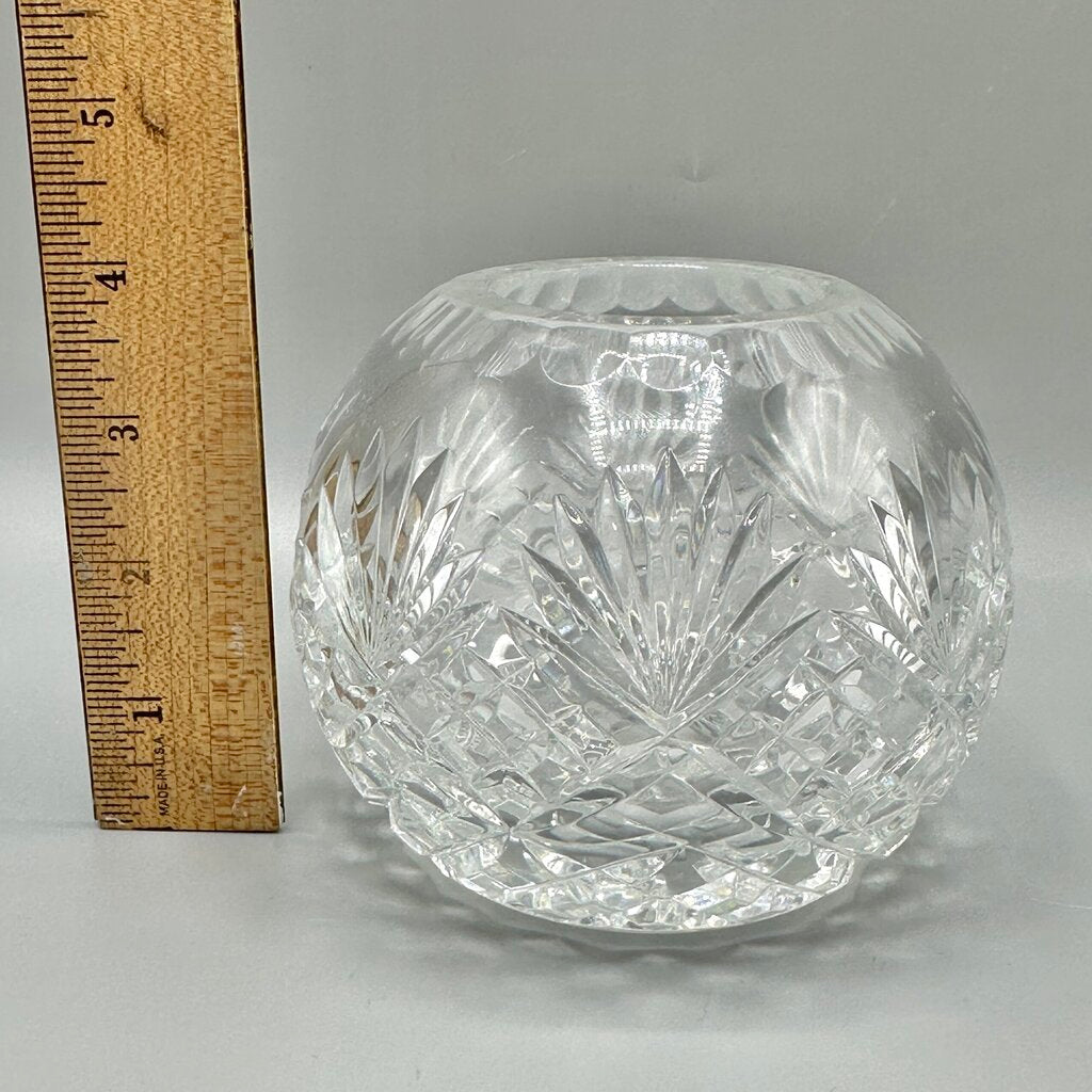 Crystal Clear Industries Cut Crystal Essex 4” Heavy Round Rose Bowl /cb