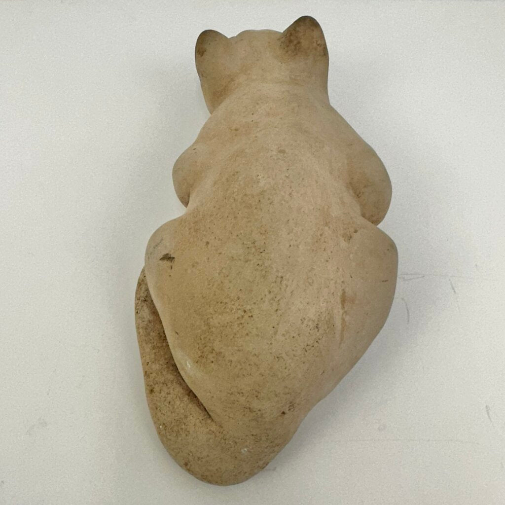 Vintage 15” Concrete Cat Garden Statue with Blue Glass Eyes Made in England Heavy /cb