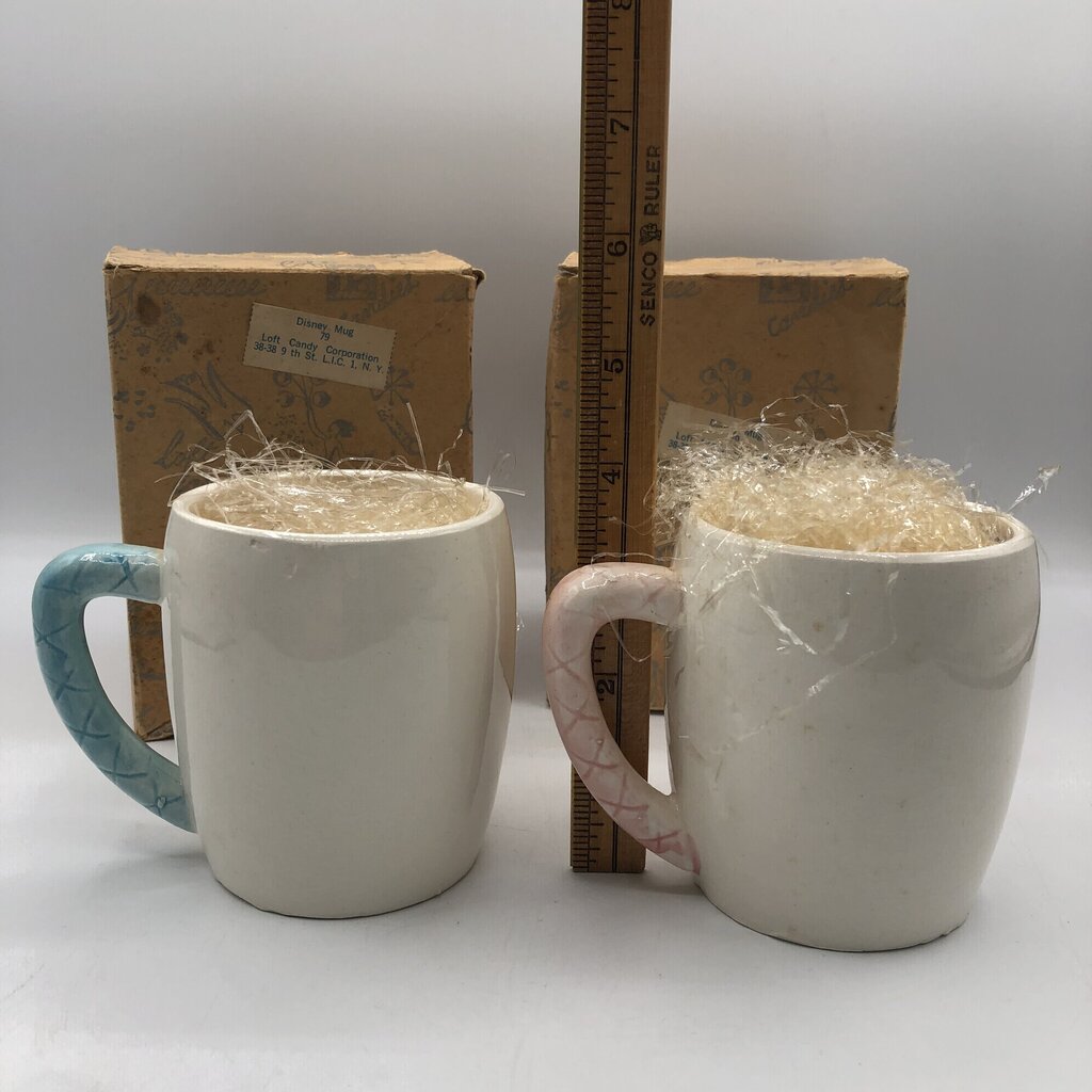 1950’s Pair Disney Donald Duck & Mickey Mouse Mugs Japan /b