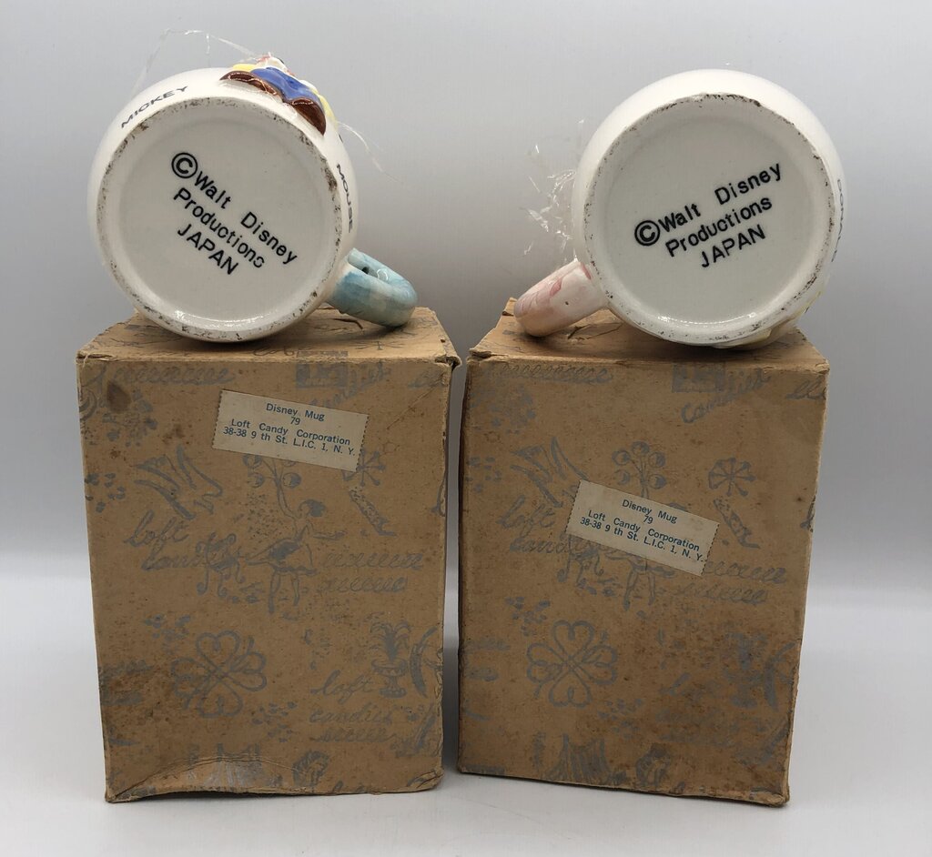 1950’s Pair Disney Donald Duck & Mickey Mouse Mugs Japan /b