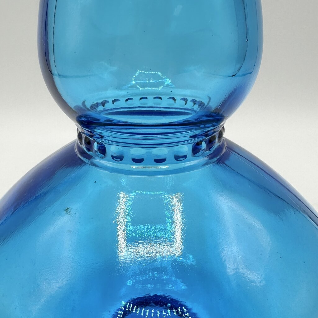 Vintage MCM Blue Glass Decanter Genie Bottle Made In Belgium /cb