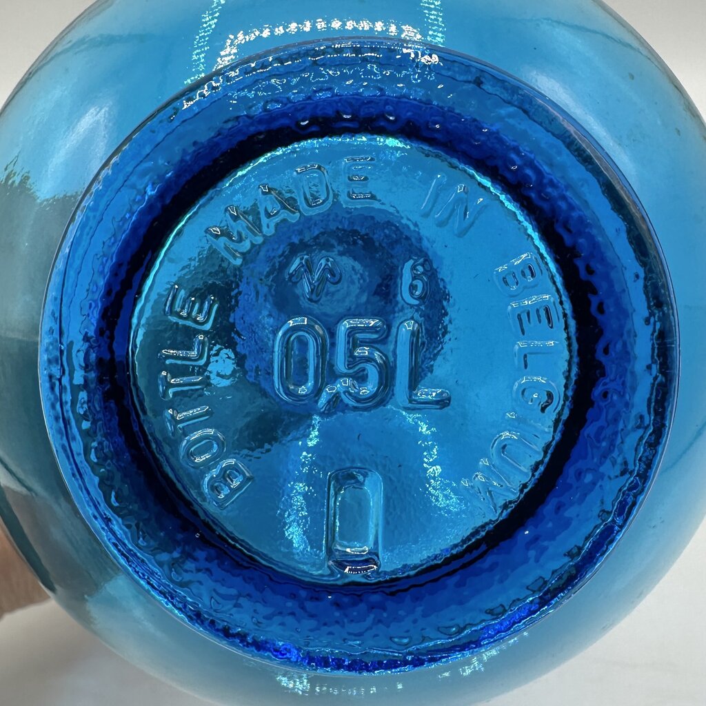 Vintage MCM Blue Glass Decanter Genie Bottle Made In Belgium /cb